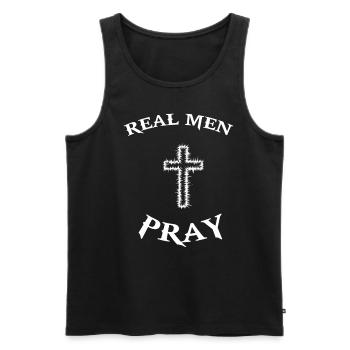Croisez Jésus-Christ Priez la religion en disant Messie - Débardeur bio Premium Homme - noir - Devant - Michal (187cm)