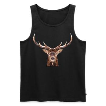 Polygon Hirschkopf mit Geweih und Körper - Männer Premium Bio Tank Top - Schwarz - Vorne - AI Model Male 178 light (178cm)