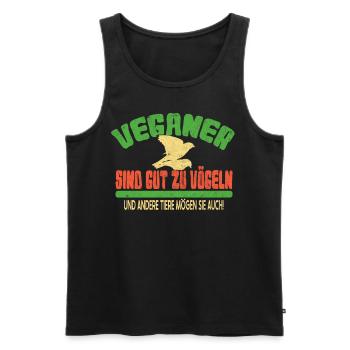 Vegetarier-Veganer sind Gut zu Vögeln Tierfreunde - Männer Premium Bio Tank Top - Schwarz - Vorne - Michal (187cm)