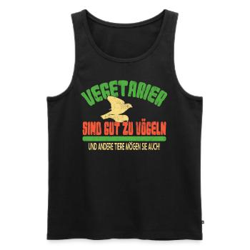 Vegetarier-Veganer sind Gut zu Vögeln Tierfreunde - Männer Premium Bio Tank Top - Schwarz - Vorne - Michal (187cm)