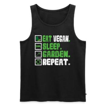 Eat Vegan Sleep Garden Repeat - Men's Premium Organic Tank Top - black - Front - AI Model Male 178 light (178cm)