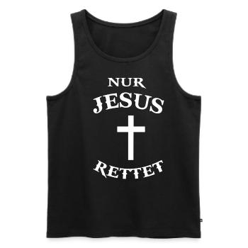 Jesus Christus Rettet Religion Christentum Spruch - Männer Premium Bio Tank Top - Schwarz - Vorne - Michal (187cm)