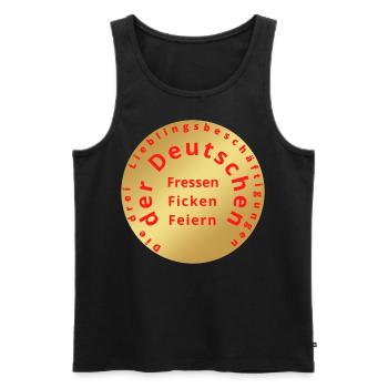Die drei Lieblingsbeschäftigungen der Deutschen - Männer Premium Bio Tank Top - Schwarz - Vorne - Michal (187cm)