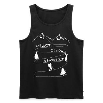 Hiking - Mountaineering - I know a shortcut - Men's Premium Organic Tank Top - black - Front - AI Model Male 178 light (178cm)