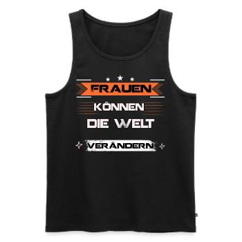 Frauen können die Welt verändern - Männer Premium Bio Tank Top - Schwarz - Vorne - Michal (187cm)
