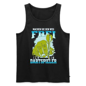 Eilige Dartspieler die zum Spiel wollen - Männer Premium Bio Tank Top - Schwarz - Vorne - AI Model Male 178 light (178cm)
