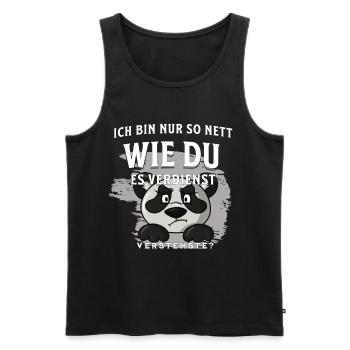 Panda Nett sein muss man sich verdienen - Männer Premium Bio Tank Top - Schwarz - Vorne - AI Model Male 178 light (178cm)