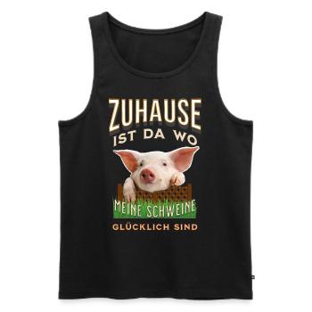 Zuhause ist da wo meine Schweine glücklich sind - Männer Premium Bio Tank Top - Schwarz - Vorne - Michal (187cm)