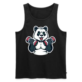 Pompage de Panda - Débardeur bio Premium Homme - noir - Devant - AI Model Male 178 light (178cm)