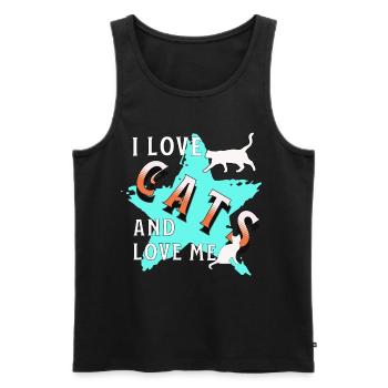 J’aime les chats Chat Amour - Débardeur bio Premium Homme - noir - Devant - AI Model Male 178 light (178cm)