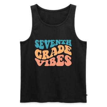 Vibes de 7ème année Retro Groovy Femmes Heureuses d’abord - Débardeur bio Premium Homme - noir - Devant - Michal (187cm)