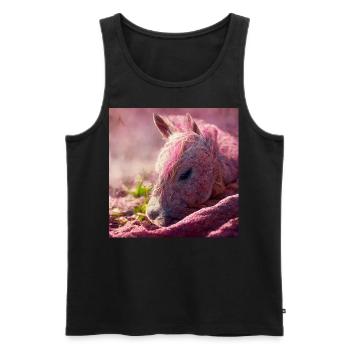 Bébé cheval couché sur le sol Rosa III - Débardeur bio Premium Homme - noir - Devant - Michal (187cm)