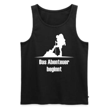 Das Abenteuer beginnt Natur Rucksack Wandern - Männer Premium Bio Tank Top - Schwarz - Vorne - Michal (187cm)
