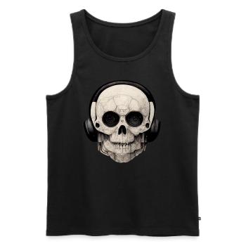 Skull with headphones - Men's Premium Organic Tank Top - black - Front - Michal (187cm)