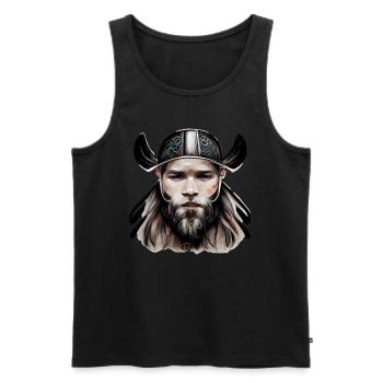 Guerriers VikingsIllustration - Débardeur bio Premium Homme - noir - Devant - Michal (187cm)
