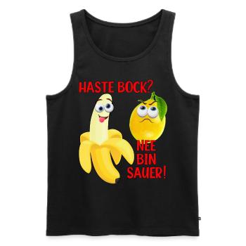Vegane Banane und Zitrone Witzig Zitrone ist Sauer - Männer Premium Bio Tank Top - Schwarz - Vorne - Michal (187cm)