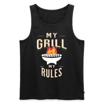 Mon grill Mes règles Dire Chemise BBQ Grill - Débardeur bio Premium Homme - noir - Devant - Michal (187cm)