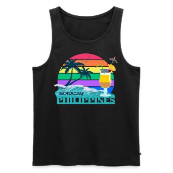 Philippines Boracay Palm Trees Beach Palawan Souvenir - Men's Premium Organic Tank Top - black - Front - AI Model Male 178 light (178cm)