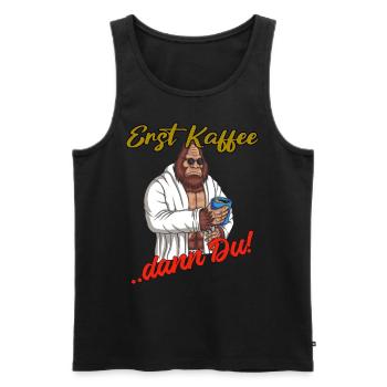 Kaffee dann Du ein Kaffee am morgen muss sein - Männer Premium Bio Tank Top - Schwarz - Vorne - Michal (187cm)