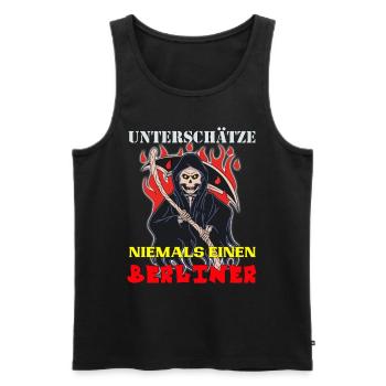 Berlin unterschätze keinen Berliner Skull - Männer Premium Bio Tank Top - Schwarz - Vorne - AI Model Male 178 light (178cm)