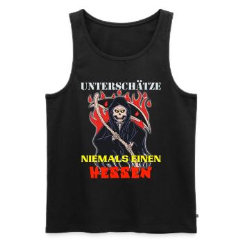Hessen unterschätze keinen aus Hessen Skull Design - Männer Premium Bio Tank Top - Schwarz - Vorne - Michal (187cm)