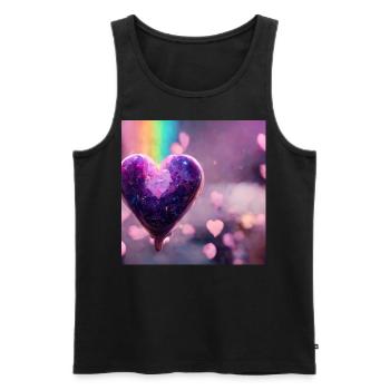 Lila Regenbogen Herz - Männer Premium Bio Tank Top - Schwarz - Vorne - AI Model Male 178 light (178cm)