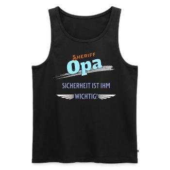 Opa Sheriff Großvater Geschenkidee Opi - Männer Premium Bio Tank Top - Schwarz - Vorne - Michal (187cm)