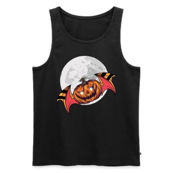 Kürbis fliegend im Mond Schein Halloween - Männer Premium Bio Tank Top - Schwarz - Vorne - Michal (187cm)