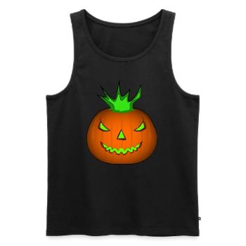Citrouille d’Halloween - flamme verte de citrouille effrayante - Débardeur bio Premium Homme - noir - Devant - Michal (187cm)