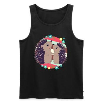 Glückliche Igel - Männer Premium Bio Tank Top - Schwarz - Vorne - AI Model Male 178 light (178cm)