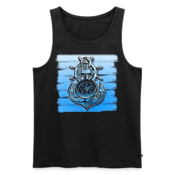 Anker Design Schiff Boot Seefahrt Maritim - Männer Premium Bio Tank Top - Schwarz - Vorne - AI Model Male 178 light (178cm)