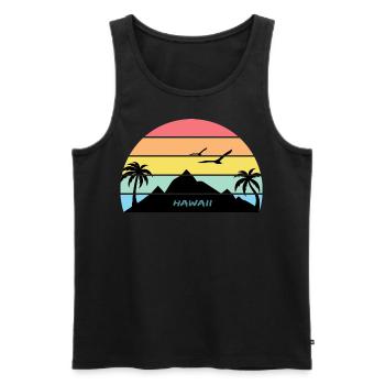 Hawaii Palm Volcano Waikiki Oahu Gift Souvenir - Men's Premium Organic Tank Top - black - Front - AI Model Male 178 light (178cm)