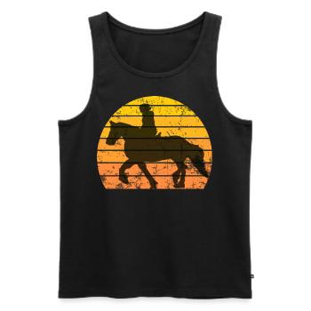 Reiterin im Sonnenuntergang - Männer Premium Bio Tank Top - Schwarz - Vorne - AI Model Male 178 light (178cm)