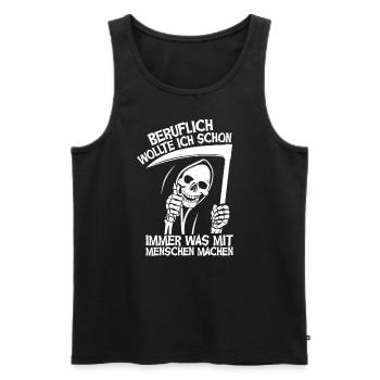 Sensenmann Halloween Skull Knochen - Männer Premium Bio Tank Top - Schwarz - Vorne - AI Model Male 178 light (178cm)