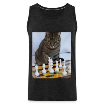 Le chat joue aux échecs - Débardeur bio Premium Homme - charbon - Devant - Alexander (188cm)