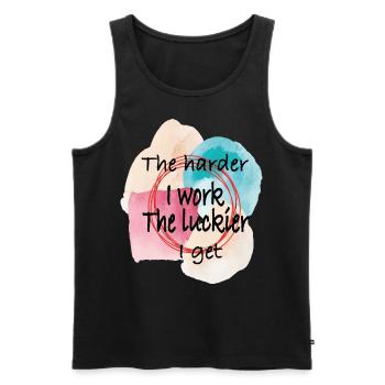 The harder I work, the happier I become - Men's Premium Organic Tank Top - black - Front - AI Model Male 178 light (178cm)