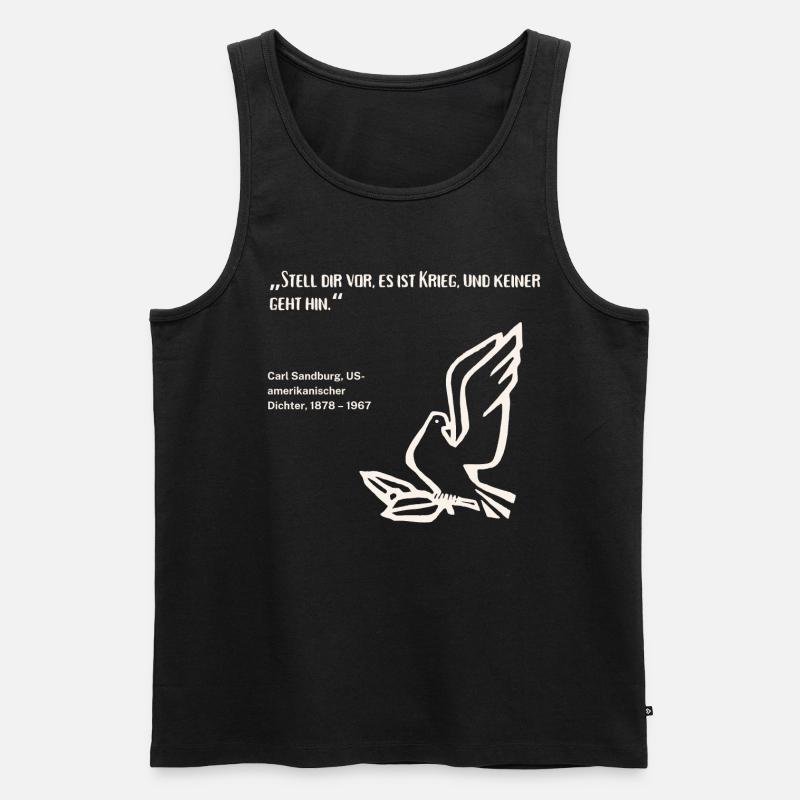 Zitat Dichter Frieden Krieg - Männer Premium Bio Tank Top - Schwarz