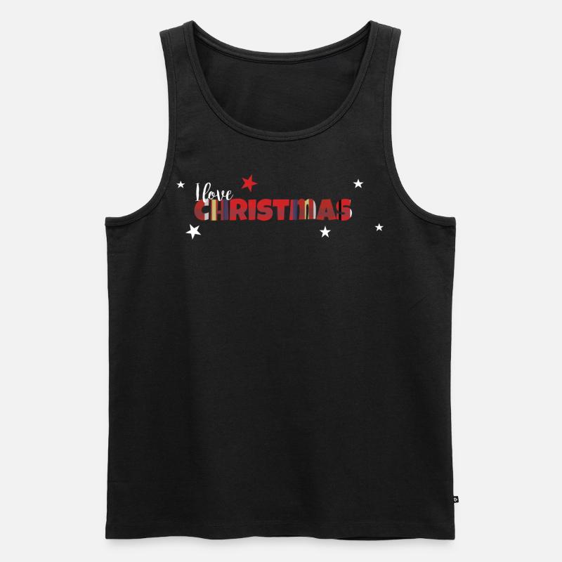 Weihnachtspulli I love Christmas - Männer Premium Bio Tank Top - Schwarz