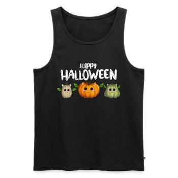 Happy Halloween Kürbisse weiß - Männer Premium Bio Tank Top - Schwarz - Vorne - Michal (187cm)