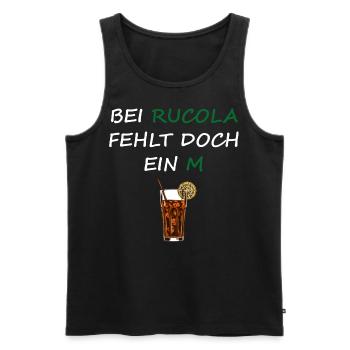 BEI RUCOLA FEHLT DOCH EIN M "RUMCOLA" T-shirt - Männer Premium Bio Tank Top - Schwarz - Vorne - Michal (187cm)
