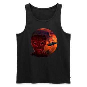 Alien & Mars with UFO - Men's Premium Organic Tank Top - black - Front - AI Model Male 178 light (178cm)