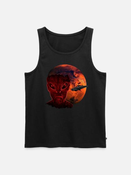 Alien & Mars with UFO - Men's Premium Organic Tank Top - black