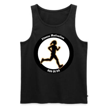 Fitness Motivation. Lauf oder Stirb - Männer Premium Bio Tank Top - Schwarz - Vorne - AI Model Male 178 light (178cm)
