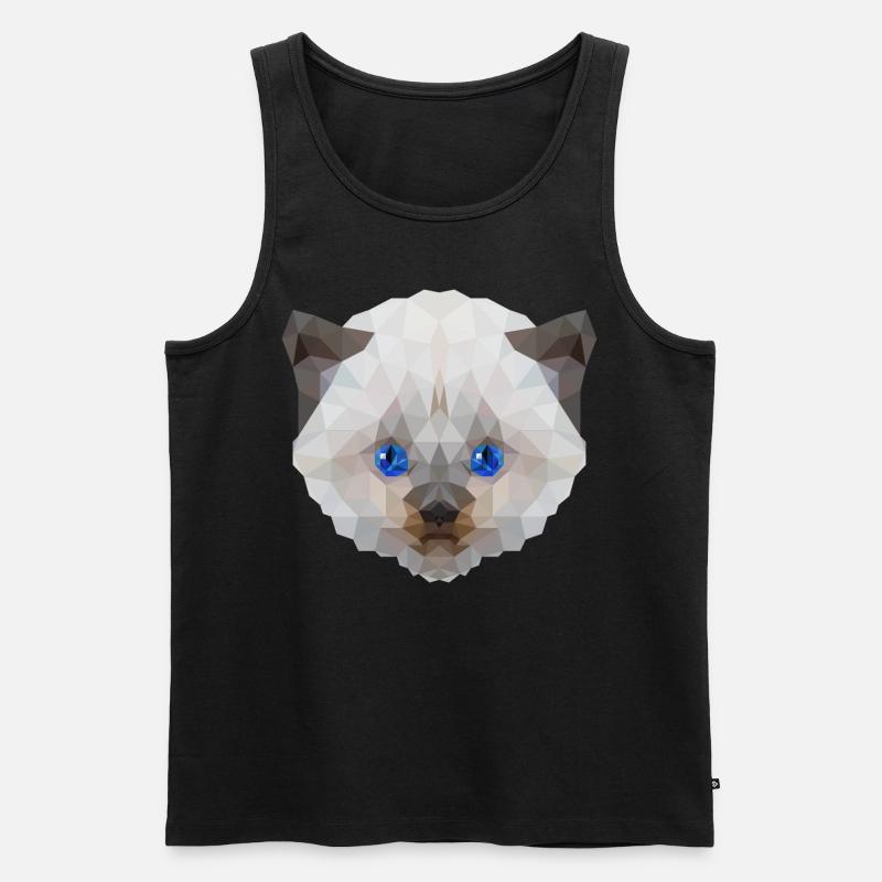 Weiße Katze miaut - süßes Motiv im Polygonstyle - Männer Premium Bio Tank Top - Schwarz