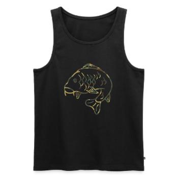 Pêcheur de carpe Pêcheur Pêcheur Pêche Camouflage - Débardeur bio Premium Homme - noir - Devant - AI Model Male 178 light (178cm)