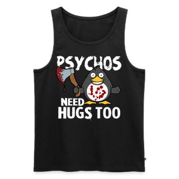 Psychos need Hugs too - Männer Premium Bio Tank Top - Schwarz - Vorne - Michal (187cm)