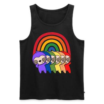 Bunte Regenbogen Faultiere - Männer Premium Bio Tank Top - Schwarz - Vorne - AI Model Male 178 light (178cm)