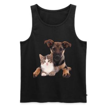 Süßes Hundebaby und Katzenbaby - Männer Premium Bio Tank Top - Schwarz - Vorne - AI Model Male 178 light (178cm)