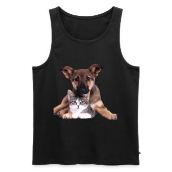 Süßes Hundebaby und Katzenbaby - Männer Premium Bio Tank Top - Schwarz - Vorne - AI Model Male 178 light (178cm)
