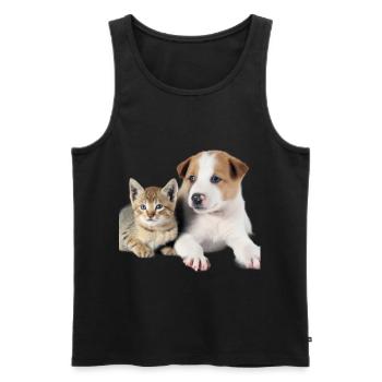 Süßes Hundebaby und Katzenbaby - Männer Premium Bio Tank Top - Schwarz - Vorne - AI Model Male 178 light (178cm)
